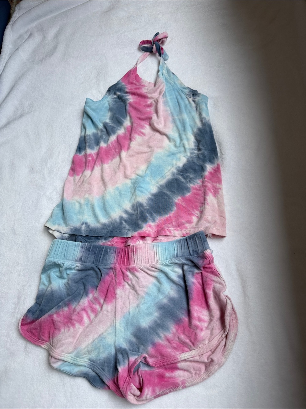 Erge Tie-Dye Halter Too and Shorts Set -Pinks and Blues size S